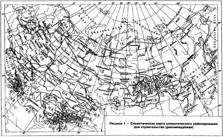 Карта климатических районов россии для строительства